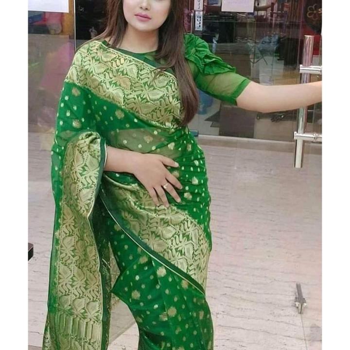 Juri Jamdani Saree Green colour Saree