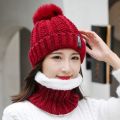 Winter Hat Womens Beanie Hats Thick Warm Skullies Winter Knitted Women Hat Letter Bonnet Beanie Cap Outdoor Riding Hat Scarf Set. 