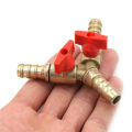 3 Way Tee Brass Y Shut off Ball Valve 3/8" 10mm Barb Fuel Gas Oil / Valve Clamp. 