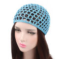 Womens Mesh Hair Net Crochet Cap Solid Color Snood Sleeping Night Cover Turban.