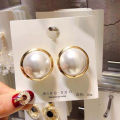 Korean Big Round Simulated Pearl Stud Earrings For Women New Classic Sunlight Mall.