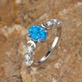 Rainbow White Fire Opal Ring Rose Gold Silver Color Small Moon Rings For Women Wedding Bands Oval Stone Engagement Ring Jewelry. 