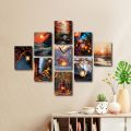 Elegant Calligraphy Art Wall Decor Set - Waterproof 6x8 Inch Photo Wallboard with Easy Installation for Home Office - 9 Piece. 