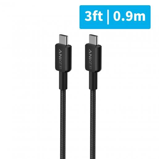 Anker 322 USB-C to USB-C Cable USB-C to USB-C Fast Charging Cord, 60W Max Power Delivery PD Charging for MacBook iPad Pro 2020 Samsung Galaxy, Pixel, and More ((3ft) 0.9m, Black, White)