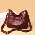 Leather Bolsa Luxury Ladies Shoulder Crossbody Bag Ladies Fold Over Small Bag Female Vintage Multi-Pocket Women Messenger Bag((20cm. 