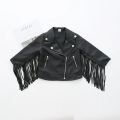 Girl Fashion Leather Lapel Tassel Motorcycle Leather Jacket Spring Autumn Kids Jackets for Girls.