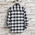 Japanese vintage black and white plaid shirt men's long sleeve korean version trendy student spring and autumn handsome casual shirt jacket.
