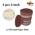 4 pcs 4 inch P-120 Grit Round sandpaper Disc Sand Sheets, Hook and Loop Sanding Disc, Abrasive Polish Pad Plate.. 