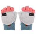 Winter Knitted Wool Thicken Warm Gloves / Girls Fashion Thermal Soft Half flip Finger Mittens / Ladies Fingerless Gloves. 