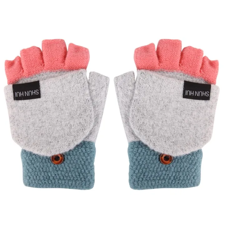 Winter%20Knitted%20Wool%20Thicken%20Warm%20Gloves%20/%20Girls%20Fashion%20Thermal%20Soft%20Half%20flip%20Finger%20Mittens%20/%20Ladies%20Fingerless%20Gloves%20-%20Image%202