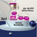 Nova 3 IN 1 -350 Watt  HIGH SPEED ENERGY EFFICIENT  MOTOR 43IN 1 ELECTRIC Heavy Duty Mixer Blender : (2 Year Warranty). 