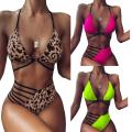 Women  Backless Straped Split Bikini Swimsuit Suit Hollow Out Beach Sling Bathing Suit Two Piece Set with Chest Pad. 