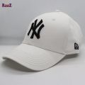 White Cotton N.Y Export Curved Visor Cap.