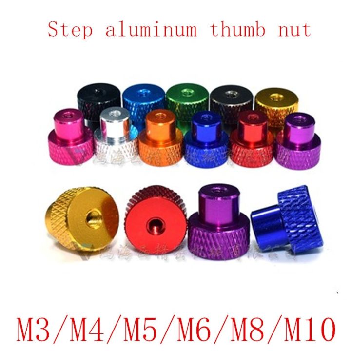 5pcs/lot%20M3%20M4%20m5%20m6%20m8%20colourful%20aluminum%20%20Frame%20Hand%20Tighten%20Flange%20Nut%20step%20knurled%20thumb%20nut%20-%20Image%203