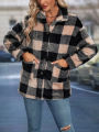 Cross border European and American autumn/winter square plaid lapel women's coat.