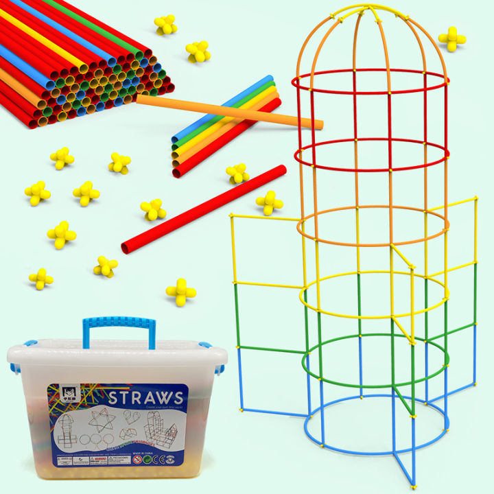 4D Space Magic Wand Soft Straw Building Blocks Children's Puzzle Puzzle Building House Kindergarten Toys Spot