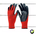 Heavy Duty Smooth Work Gloves Nitrile Coated Red Black Firm Grip Nitrile Coated Gloves. 