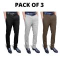 Pack of 3 Multi-Color Twill Gabardine Pant for Men.