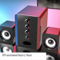 Mini Desktop Computer Subwoofer PE Triple Full Horn Knob Adjusted Stereo Subwoofer Bass Speaker for PC Laptop. 