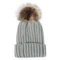 Simple Knitted Hat for Women Winter Hat Wool Luxury Beanies Skullies Artificial Fur Pom Hat for Girls Gorro Female Cap 54-60CM.