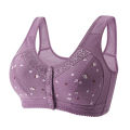 New Style Vest-Style Underwear for Middle-Aged and Elderly People without Steel Ring plus Size Comfort Skin-Friendly Front Buckle Large Cup Bra without Sponge. 