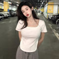 Short Sleeve T T-shirt Women's Summer New Korean Style Slim Fit Casual Bottoming Shirt Student Niche Hot Girl Girl Blouse Fashion ins. 