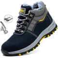 【selevn roind】 High Quality Winter Boots Men Steel Toe Cap Safety Boots Work Shoes Men Puncture-Proof Work Boots Plush Warm Safety Shoes male.
