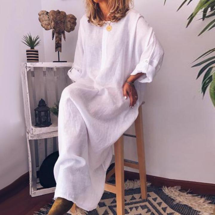 s!!!%20Casual%20Women%20Solid%20Color%20Oversize%20Maxi%20Cotton%20Linen%20Long%20Shirt%20Kaftan%C2%A0Dress%20House%20Foocus%20-%20Image%206