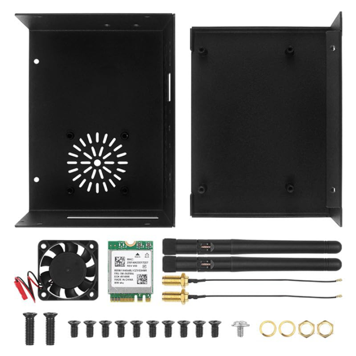 For 5 Plus Metal Case with Cooling Fan, WiFi 6 BT 5.2 Module Dual-Band Wireless Card, Antenna, Heatsink Easy Install Easy to Use
