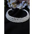 White Stone Choker Necklace Set With Earring For Women - Necklace For Girls - Very Appealing - In line with current fashion trends.