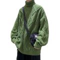 Green Sweaters Men Winter Pullover Turtleneck Sweaters Streetwear Fisherman Sweater Cable Knit Jumper Oversized Sweaters Trends.