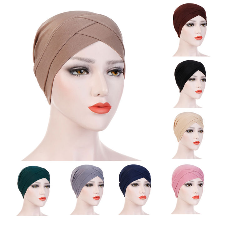 New%20Cross%20Head%20Wrap%20Chemo%20Bandana%20Muslim%20Cap%20Women%20Solid%20Color%20Bohemian%20Stretchy%20Turban%20Hat%20Multifunctional%20Scarf%20Hijab%20Caps%20-%20Image%203