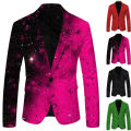 Shiny Gold Sequin Glitter Embellished Blazer Jacket Men Nightclub Prom Suit Blazer Men Costume Homme Stage Clothes For Singers.