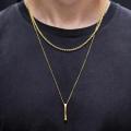 Vnox 3D Vertical Bar Necklaces for Men, Layering Stainless Steel Geometric Pendant, Layered Wheat Rope Cuban Chain, Boy Collar. 