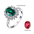 925 Sterling Silver Red Ruby Light Emerald Princess Na Artificial Green Jewelry Palace Diana Ring Engagement Ring Women's Ringcosplay.