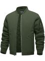 TACVASEN Full Zip Quilted Bomber Jackets Mens Winter Padded Casual Jacket Outdoor Water Resistant Antifouling Coat Outwear Tops. 