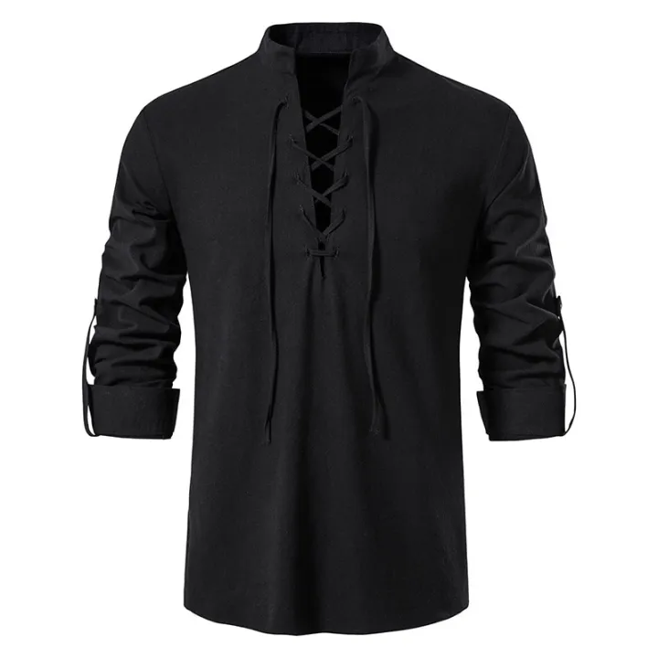 Mens%20Scottish%20Jacobite%20Ghillie%20Kilt%20Shirts%20Medieval%20Renaissance%20Pirate%20Costume%20Long%20Sleeve%20Lace%20Up%20Henley%20Shirt%20Men%20Camisas%20-%20Image%205