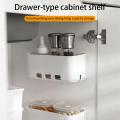 White Drawer Type Cabinet Shelf Seam-free Pull-out Storage Storage Box Multi-function Retractable Kitchen Cabinet Pp.