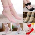 1 Pairs Summer Women Socks Mesh Cute Ultrathin Transparent Crystal Silk Lace Short Socks Elastic Ankle Socks Female Socks. 