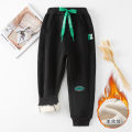 Children's sweatpants lamb's wool 2024 winter new extra thick boys' sweatpants casual loose winter clothes girls' trousers. 