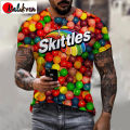2022 New Snack Food Series 3D T-shirt Rainbow Candy Design Printed T Shirt Men Women Fashion Casual Streetwear Oversized Tops. 