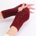 New Fashion Women Ladies Fingerless Gloves Winter Warm Knitted Stretch Thumbhole Arm Warmers Mittens Black Red Gray. 