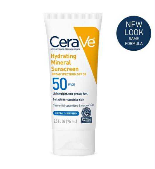 CeraVe 100% Mineral Sunscreen SPF 50 (USA)