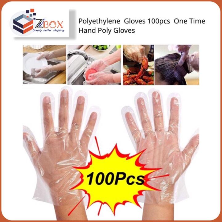 One Time Hand Gloves Poly  Pack of 100pcs