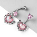 1pcs Pink Opal Heart Navel Ring Chest Ring Nose Nail Nose Piercing Belly Ring Piercing Cartilage Earring Body Piercing Jewelry. 