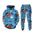 New Hip Hop 3D Cartoon Printed Tracksuit Set Man Woman Hoodie+Pants 2pcs Sets Fashion Sportwear Spring Autumn Pullover Clothing. 