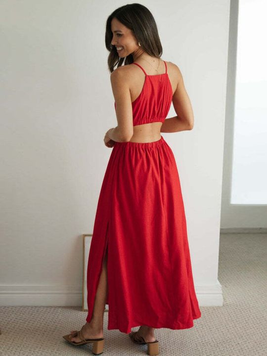 Sleeveless%20Beach%20Boho%20Summer%20Midi%20Dress%20Women%20Red%20Cut%20Hollow%20Out%20Waist%20Dresses%20Sundress%20Vintage%20French%20Style%20Dress%20-%20Image%206