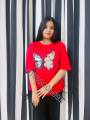 Ladies Drop Shoulder T-Shirt (Butterfly 01).