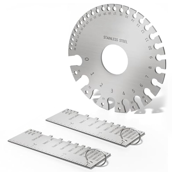 Wire Gauge Measuring Tool Kit &Gauge Thickness Tool Set Stainless Steel Metal Sheets Welding Material Thickness Gauge Dual-Sided