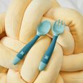 【happy one】BC Babycare 2Pcs Bendable Baby Spoon Fork Set Easy Grip Heat-Resistant Toddler Training with Storage Box. 